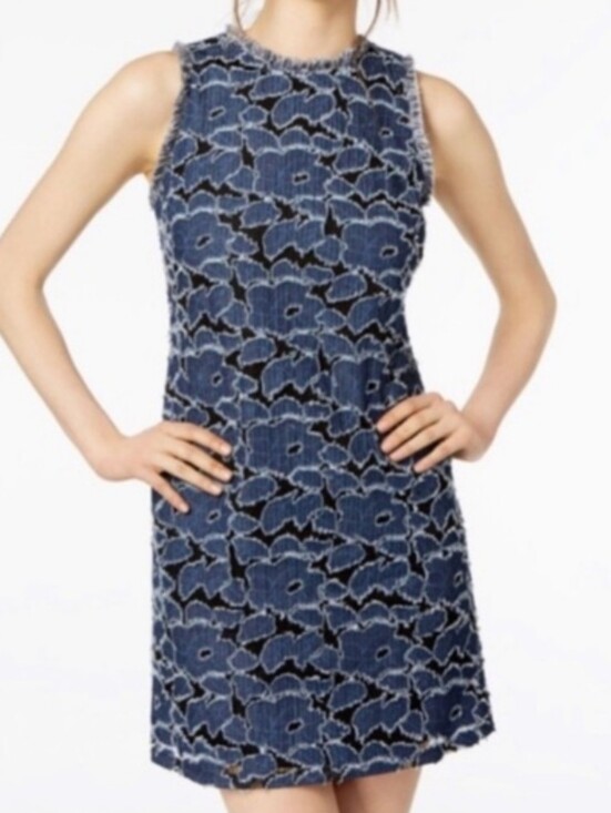 julia jordan Dresses & Skirts - Julia Jordan Blue Denim Appliqué fringe Shift Dress. Arty. Coastal Cowgirl